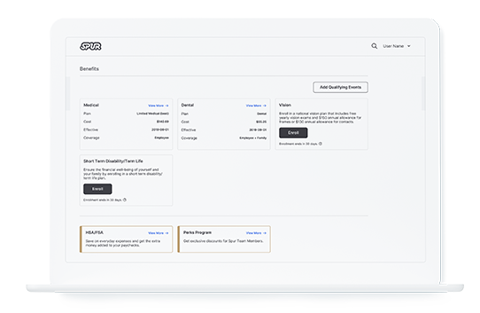 Benefits administrator app displaying medical benefits