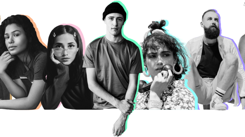 Portrait of five employees performing different jobs
